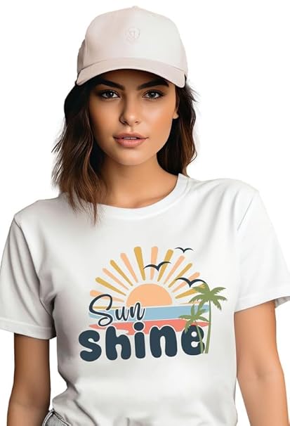 VLAM Sun Shine Graphic Printed T-Shirt for Women | Trendy Beach T-Shirt for Women and Girls